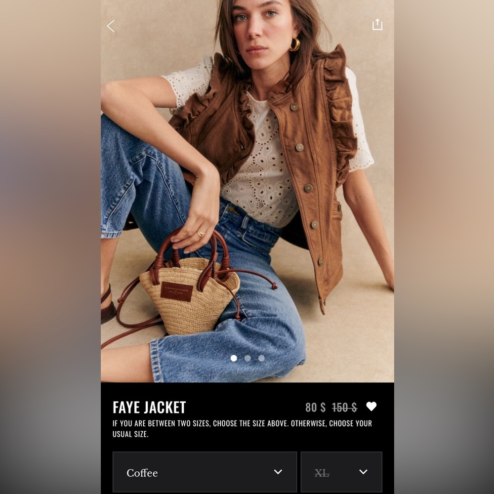 Sezane Faye Jacket in Coffee size XL